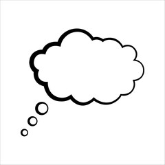 Think bubble isolated on white background. Trendy thought bubble in flat style. Modern template for social networks and labels.