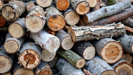 A Stack of Cut Logs, Showing the Rings of the Wood
