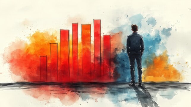 Simple sketch of a person presenting performance improvement strategies, [Performance Review], [Business Growth], No logo, No Trademark, No text, minimal concept with copy space for stock photo