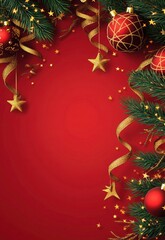 Vertical wallpaper for christmas season celebration background. Christmas decoration frame with golden ribbon and stars  