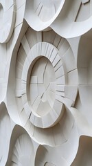 Fototapeta premium 79. Modern 3D wall art with layered geometric patterns and a textured circle ceramic backdrop