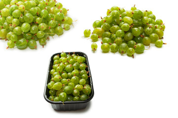 A group of gooseberries isolated on a white background.
