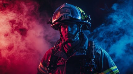 Obraz premium Professional firefighter dressed in special uniform
