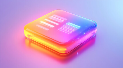 3d Flat icon as Glossy Glowing Holographic Laptop and Calendar concept as A photo featuring a glossy glowing holographic laptop and a calendar. The objects are positioned towards the right highlightin