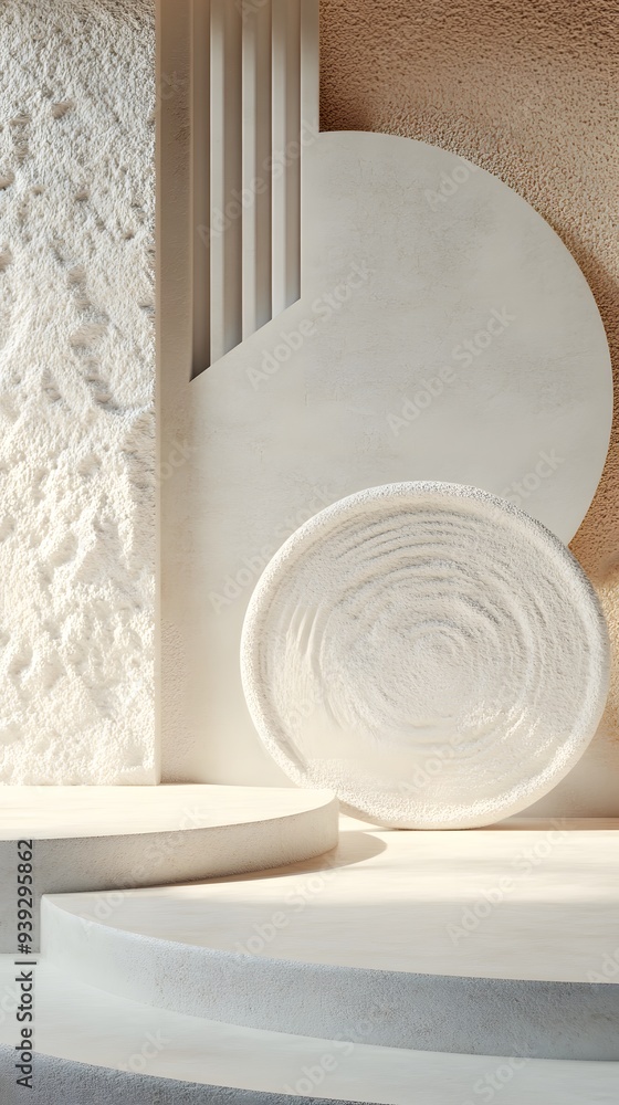 Aufkleber 75. abstract 3d render with layered geometric patterns and a textured ceramic circle background