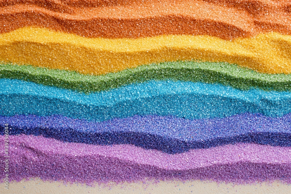 Poster in-depth look at colorful layers of sand in various shades with an empty space on a pale background
