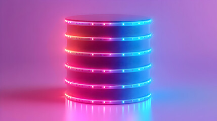 3d Flat icon as Glossy Glowing Holographic Laptop and Calendar concept as A photo featuring a glossy glowing holographic laptop and a calendar. The objects are positioned towards the right highlightin