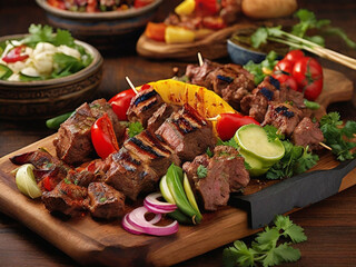 grilled meat with vegetables
