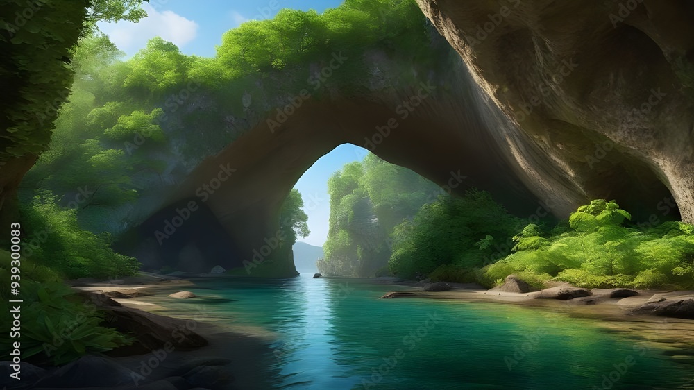 Wall mural arch, cliffs, forest