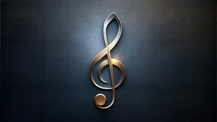 Obraz premium Metallic Treble Clef Music Symbol on Dark Background