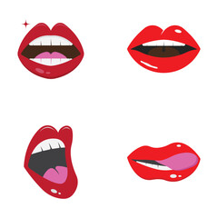 Vector illustration of sexy woman lips with different emotions.