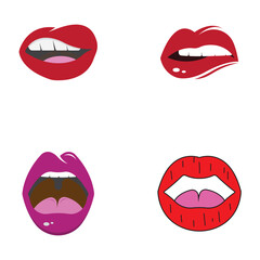 Vector illustration of sexy woman lips with different emotions.