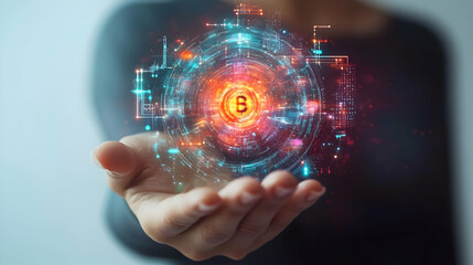 3d Flat icon as Hand with Holographic Financial Report and Pie Chart concept as A photo featuring a hand displaying a holographic financial report and a pie chart. The hand is positioned towards the c