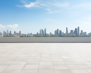 Modern cityscape with skyline and perspective floor