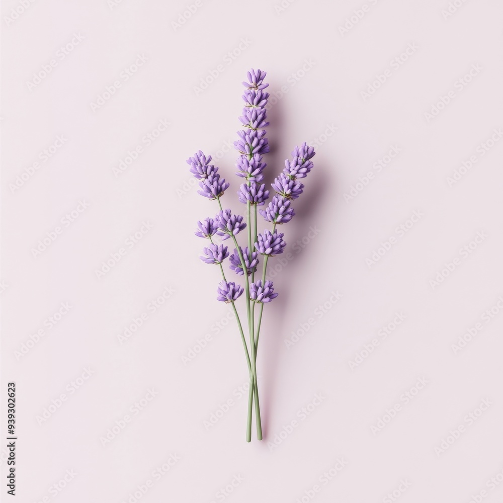 Aufkleber a 3d single icon of a delicate lavender flower with tiny detailed blooms along its stem. the icon is