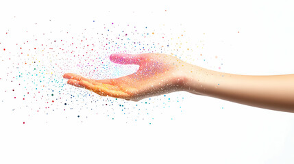 3d Flat icon as Hand with Holographic Meeting Agenda and Clock concept as A photo featuring a hand holding a holographic meeting agenda and a clock. The hand is positioned centrally leaving ample copy