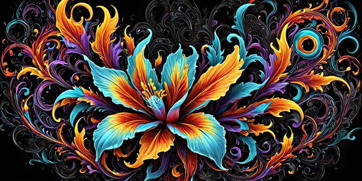 wallpaper representing hibiscus in psychedelic image.
