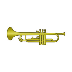 Obraz premium A brass trumpet with a polished surface and detailed valves