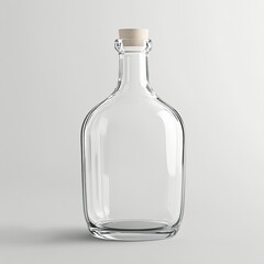 Fototapeta premium Empty glass bottle with cork stopper on white background.