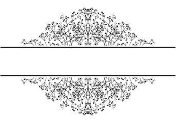 かすみ草のシルエットフレーム⑦黒_真ん中スペース_線あり