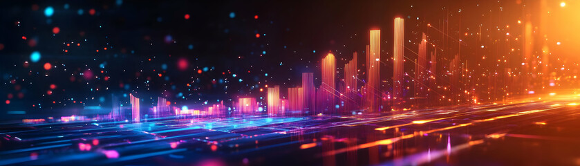 Fototapeta premium Photo Realistic as Glossy Glowing Holographic Laptop and Calendar concept as A photo featuring a glossy glowing holographic laptop and a calendar. The objects are positioned towards the right highligh