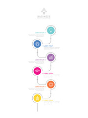 Vector infographic business presentation template with circular interconnection with 6 options.