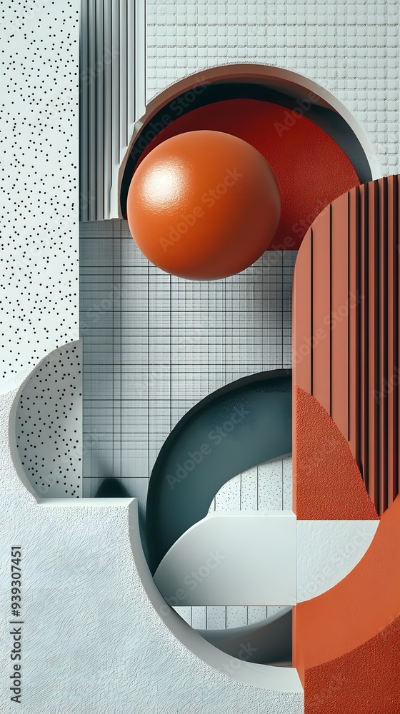 Poster 49. futuristic 3d design featuring dynamic geometric patterns and a smooth circle ceramic background