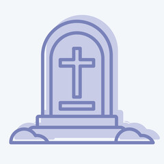 Icon Grave Stone. related to War Military symbol. two tone style. simple illustration