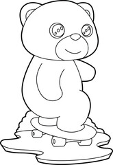 Bear Skater Skateboard Animal Vector Graphic Art Illustration