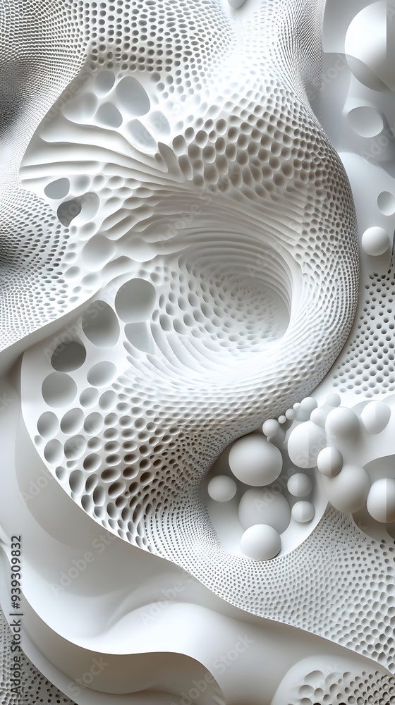 Poster 52. elegant 3d wall art with dynamic geometric patterns and a smooth circle ceramic backdrop