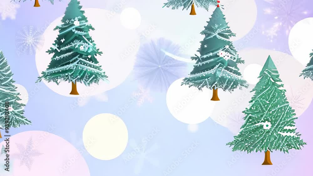 Poster background of falling trees decorated with toys on a monochromatic background concept: holidays and 