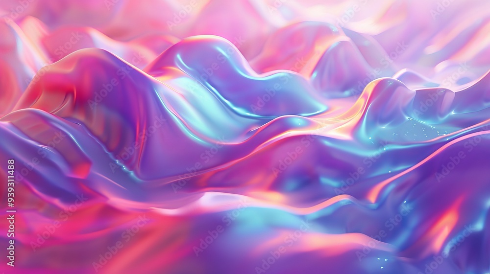 Aufkleber abstract holographic 3d render with vibrant gradient hues blending seamlessly, creating a futuristic