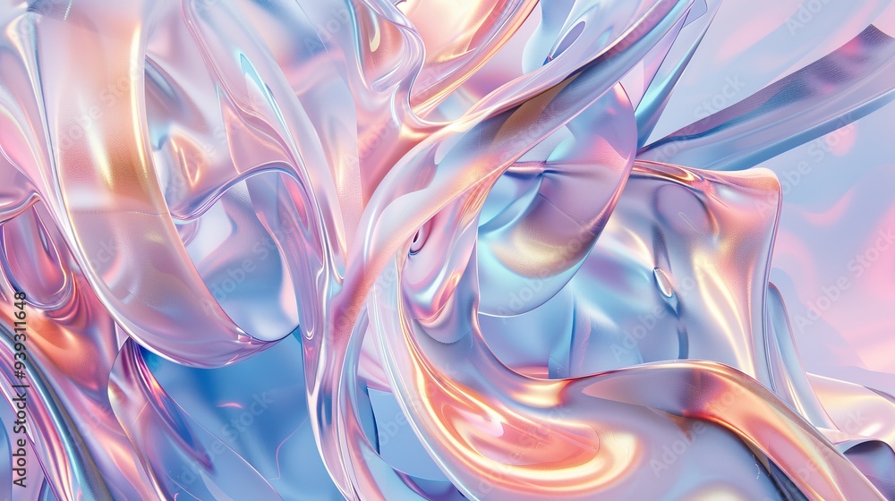 Aufkleber abstract holographic 3d render with vibrant gradient hues blending seamlessly, creating a futuristic