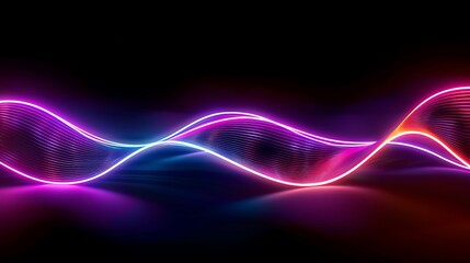 3d rendering of vibrant neon wavy lines glowing in the dark - abstract modern background with colorful flowing light waves for futuristic tech concepts and dynamic digital art, ideal for wallpaper, we
