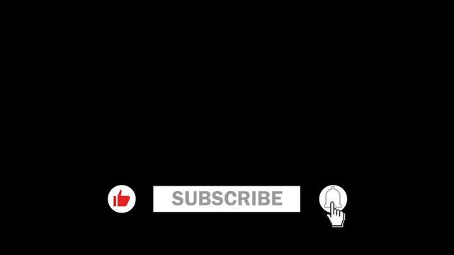 subscribe button animation notification bell like with transperancy background. Alpha channel