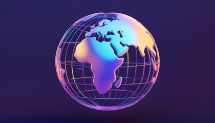 Holographic globe with a glowing grid
