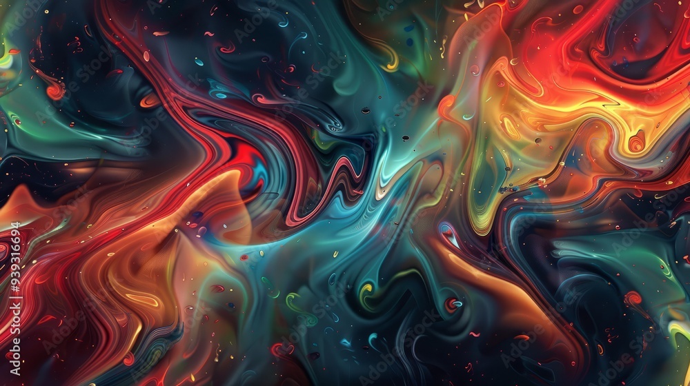 Poster vibrant abstract background with dynamic wave patterns in gradient colors, ideal for modern digital 