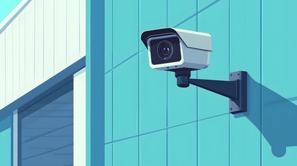 Security Camera Mounted on Building Exterior