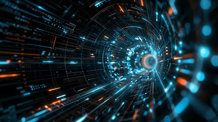 Abstract black background with dynamic blue lines and geometric shapes representing technological advancement, innovation, and futuristic design elements – perfect for modern tech concepts, digital in