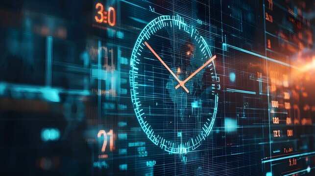 Digital Clock Time Management Business Concept