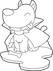Dog Halloween Vampire Animal Vector Graphic Art Illustration