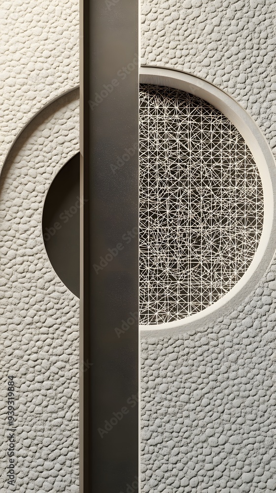 Aufkleber 30. sleek 3d render of geometric patterns and a textured ceramic circle backdrop