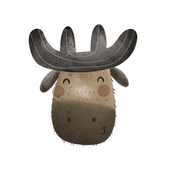 Cartoon moose. Colorful illustration, flat style. design for cards, print, poster	