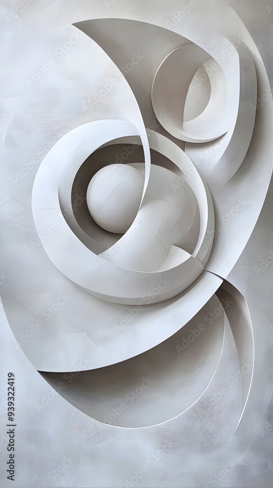 Aufkleber 29. abstract 3d wall art with dynamic geometric forms and a smooth circle ceramic background