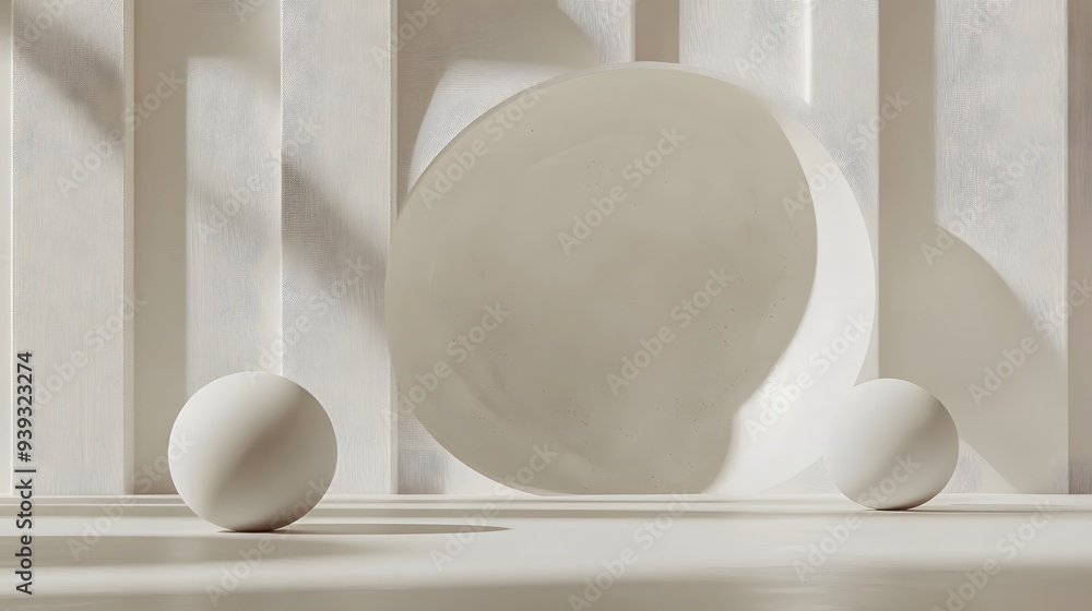 Aufkleber 83. artistic 3d design with complex geometric elements and a smooth ceramic circle backdrop