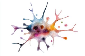 Colorful abstract illustration showcasing a vibrant cellular structure with organic shapes and a flowing design.