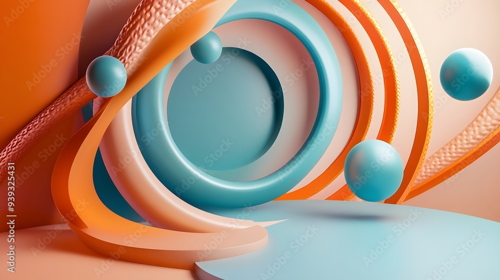 Aufkleber 81. abstract 3d composition with dynamic geometric forms and a rich circle ceramic backdrop