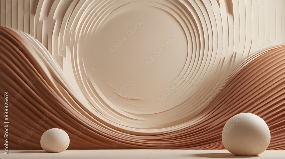 Aufkleber 81. abstract 3d composition with dynamic geometric forms and a rich circle ceramic backdrop