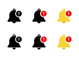 Warning notification bell icon in flat style. Emergency alert sign symbol