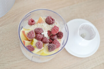 Healthy Breakfast Smoothie Ingredients in a Blender
